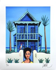 Loustal • Estampe pigmentaire "La maison bleue" - Signée, limitée 80ex.