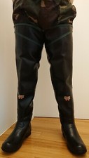 STIVALI DI GOMMA SERVUS FIREMAN HIP BOOTS WADERS NERO TAGLIA 12 US