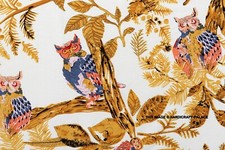 Indiano Gufo Stampa Cucito Materiale Artigianato Oro Uccello Cotone 4.6m Abito