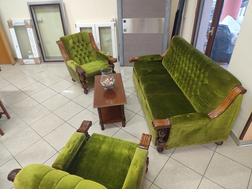 Divano vintage velluto verde - vintage,
