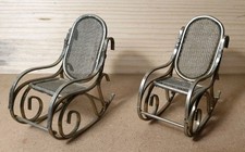 Set Vintage Di 2 Mini Sedie A Dondolo In Ottone