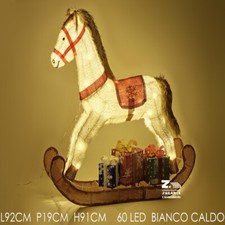 CAVALLO CAVALLUCCIO LUMINOSO 60 LED BIANCO CALDO A BATTERIA PER INTERNO