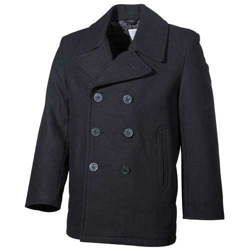 Pea coat nero con bottoni - coat,, nero,