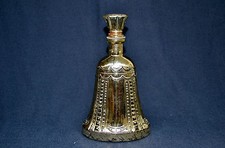 VECCHIA BOTTIGLIA DI LIQUORE DORATA A FORMA DI CAMPANA VUOTA