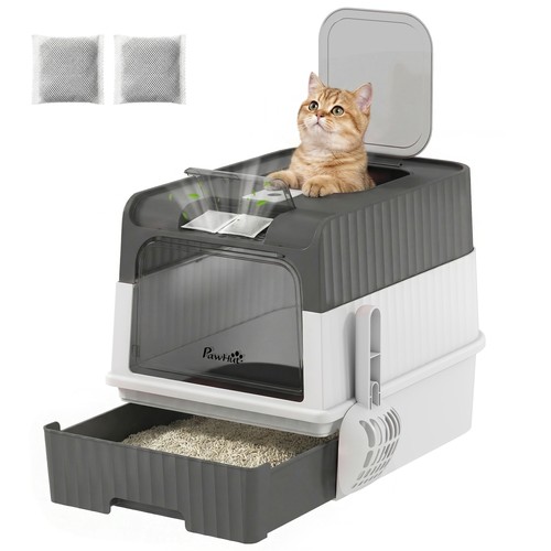 Pawhut lettiera gatto chiusa - chiusa, m