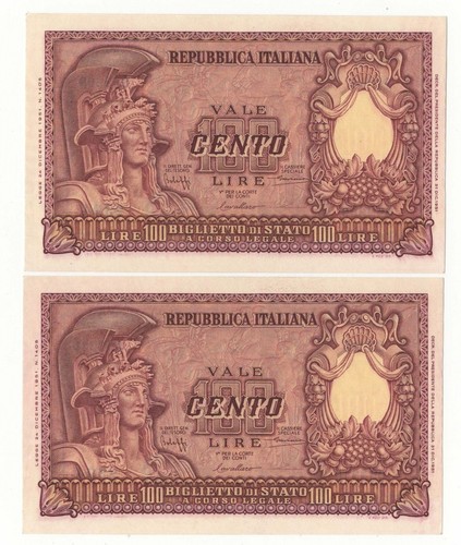 100 lire italia elmata firme - 100,