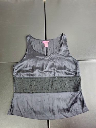 Tank top nero paillettes seta - tank,