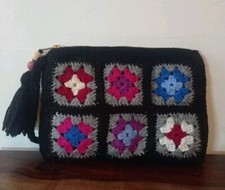Borsa Granny Square di lana