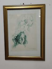 quadro Stampa Renzo Vespignani Volto Di Donna Disegno 38x27 vintage Q92