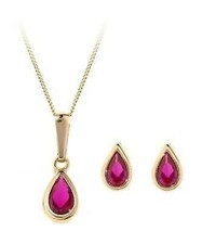 Set orecchini e pendenti in oro giallo 9 kt con pietra nascita