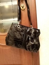 Borsa ecopelle vernice nera - ecopelle,