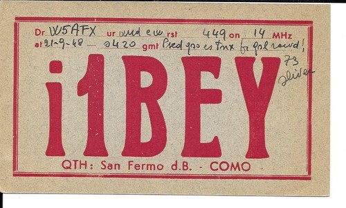 Scheda radio qsl 1948 - scheda, i1bey
