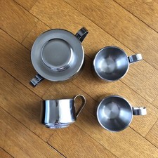 Zuccheriera 3 Tazzine VEV Acciaio Inox 18/10 Modernariato Made in Italy vintage