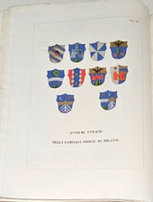 1843 ARALDICA ANTICHI STEMMI FAMIGLIA ORIGO MILANO