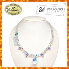 Collana donna girocollo con ciondoli cristalli SWAROVSKI Elements argento 40 CM