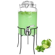 3L Distributore Bevande Con Rubinetto IN Acciaio Coperchio E Supporto Dispenser