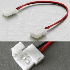 2 connettori doppi a clip 10MM  con cavo per striscia led monocolore 5050 5630