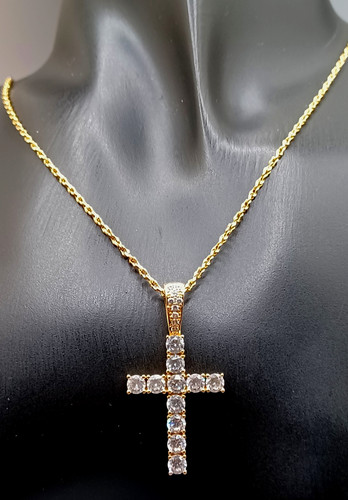 Collana croce cubic zirconia - collana,