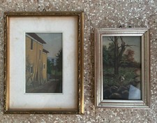 “Veduta Con Case“ Cacciatore “ Dipinti A Olio Con Cornice