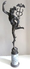 CV572 Una statua in bronzo di  Mercurio del Giambologna in bronzo: H. cm.70.