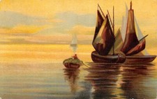 AL20-3G) CARTOLINA ILLUSTRATA BARCHE PESCA VG VIBO VALENTIA CATANZARO