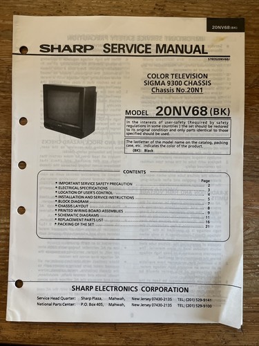 Sharp manuale servizio a - di, tv