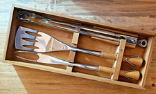 Cofanetto Set Forchettone + Pala Forata + Pinza - Inox e Bambù - KITCHEN ARTIST