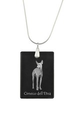 Cirneco Dell' Etna - Drito Con Cane, Silberhalskette Con Foto ,Pe