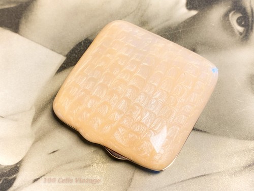Small square beige enameled
