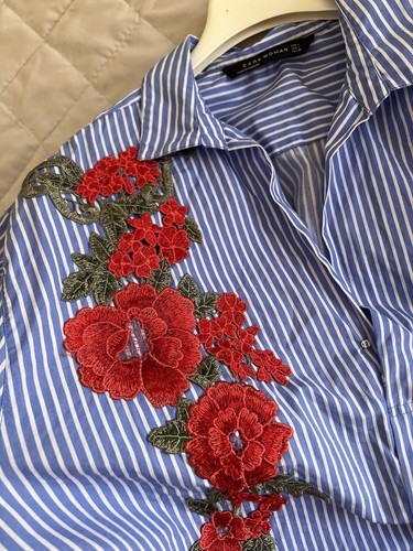 Camicia lunga zara righe pizzo - camicia,