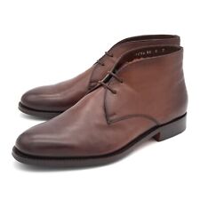 UK 7 F - Santoni Goodyear Dark Brown Faux Fur Lining Chukka Boots Shoes Scarpe