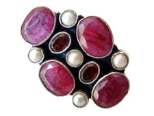 grande ANELLO in argento 925  e RUBINI  - gioiello