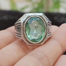 Anello acquamarina originale argento sterling 925 massiccio fatto a mano regalo anello uomo B64