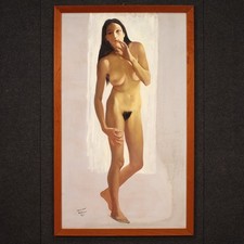 Dipinto firmato Vellani Marchi quadro olio su masonite nudo femminile XX secolo