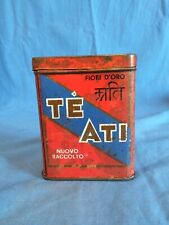 Scatola Latta Pubblicitaria Tè ATI Fiori D' Oro Da Collezione Vintage Antica
