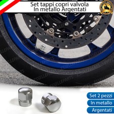 SET 2 TAPPI TAPPINI COPRIVALVOLA RUOTE PER GILERA DAKOTA 350 ARGENTO ACCIAIO