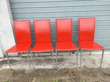 4 Robuste Sedie in Metallo Seduta e Schienale in Ecopelle Marchio Calligaris