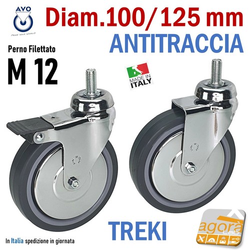 Ruota girevole d125mm grigia - girevole,