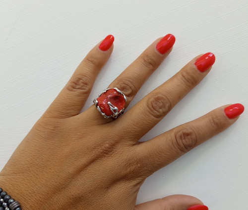 Anello donna vero corallo