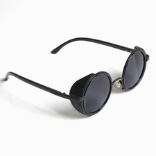 Occhiali da sole cool steampunk rotondi vintage retrò cyber goth emo punk UV400