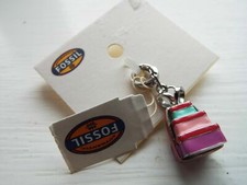 NUOVO regalo compleanno regalo ciondolo fossile colore argento nuovo con etichette prezzo di listino £29 acciaio inox stee