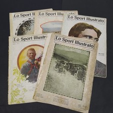 Lotto di 5 riviste Lo sport illustrato 1913, 1914 in parte riparate.