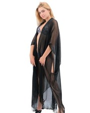 STILL ABBIGLIAMENTO DONNA SPOLVERINO COPRI COSTUME LUNGO MARE NERO LUREX FRAN...