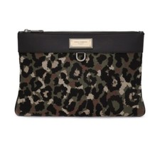 Borsa pochette DOLCE & GABBANA nera e verde mimetica stampa leopardo logo autentica