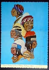 Cinque tribù del territorio indiano dell'Oklahoma 4x6 carta di pittura, David Williams OK