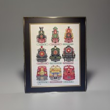 LG Framed Cross Stitch Locomotive Train Engine Great Christmas Gift 18.5 x 22.25