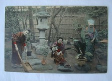 Postcard Japan Group Geisha's traditional costume 1906 ca. hand tinted