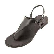 Sandali CUOIO donna bassi MADE IN ITALY neri infradito taglia numero da 35 a 41