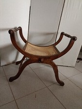 panchetta antica Carlo X in legno e paglia di Vienna 