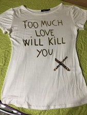 T-shirt Maglia Maglietta Donna Ragazza Nuova Bianca Dorata Affare Fresca Estate